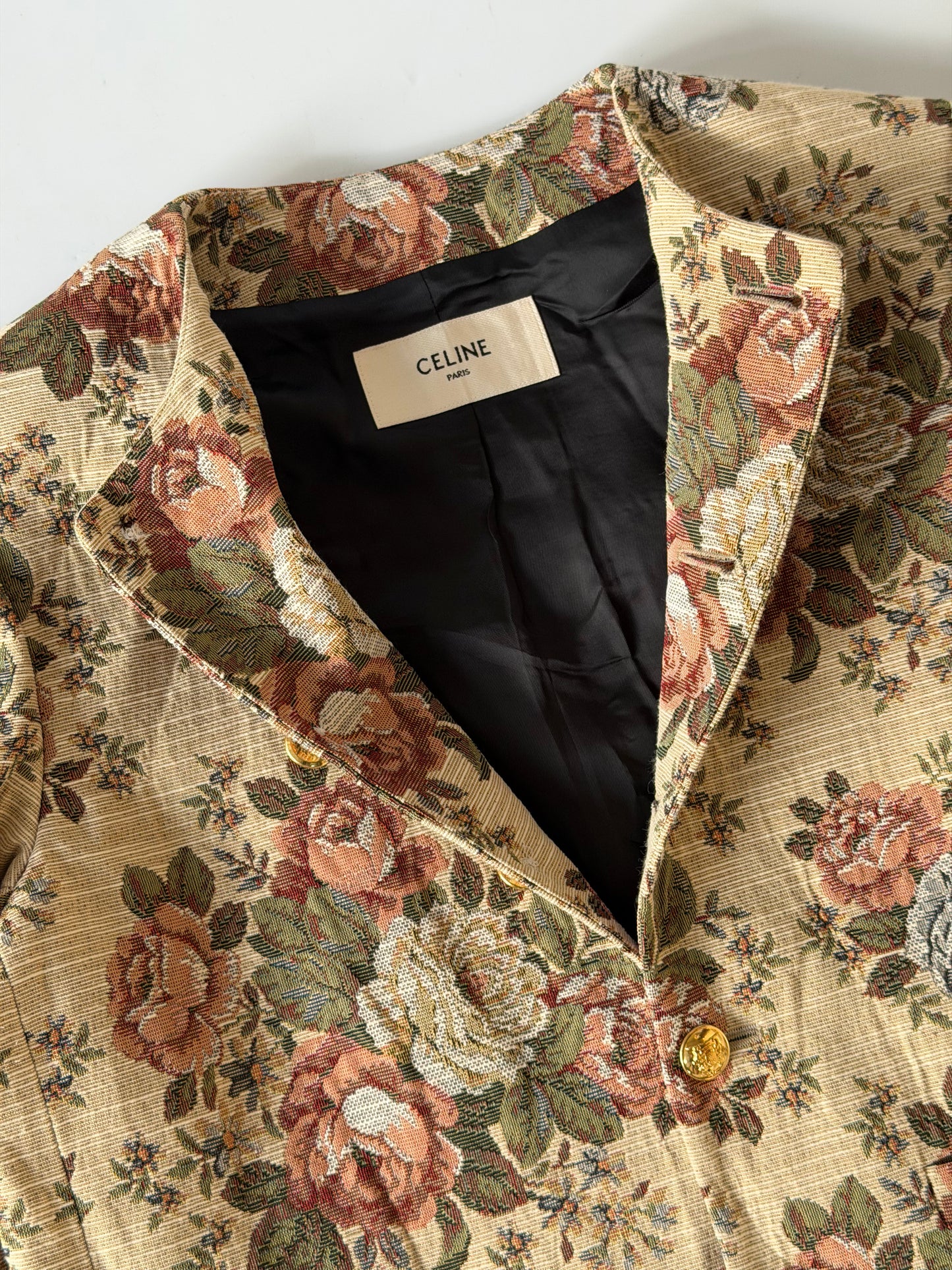 Celine Pre-Spring 2020 Beige Floral Print Evening Jacket