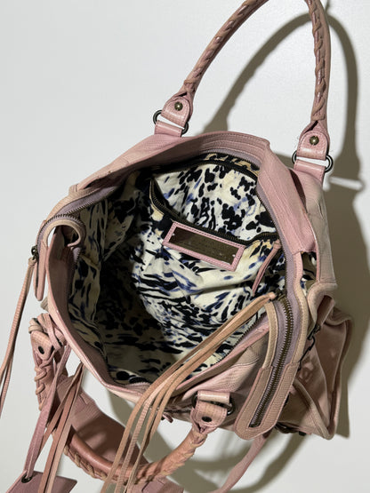 2000’s Balenciaga Parme Pink Lizard Embossed City Bag