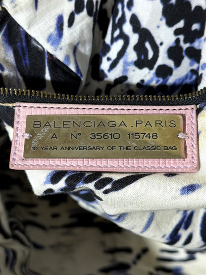 2000’s Balenciaga Parme Pink Lizard Embossed City Bag