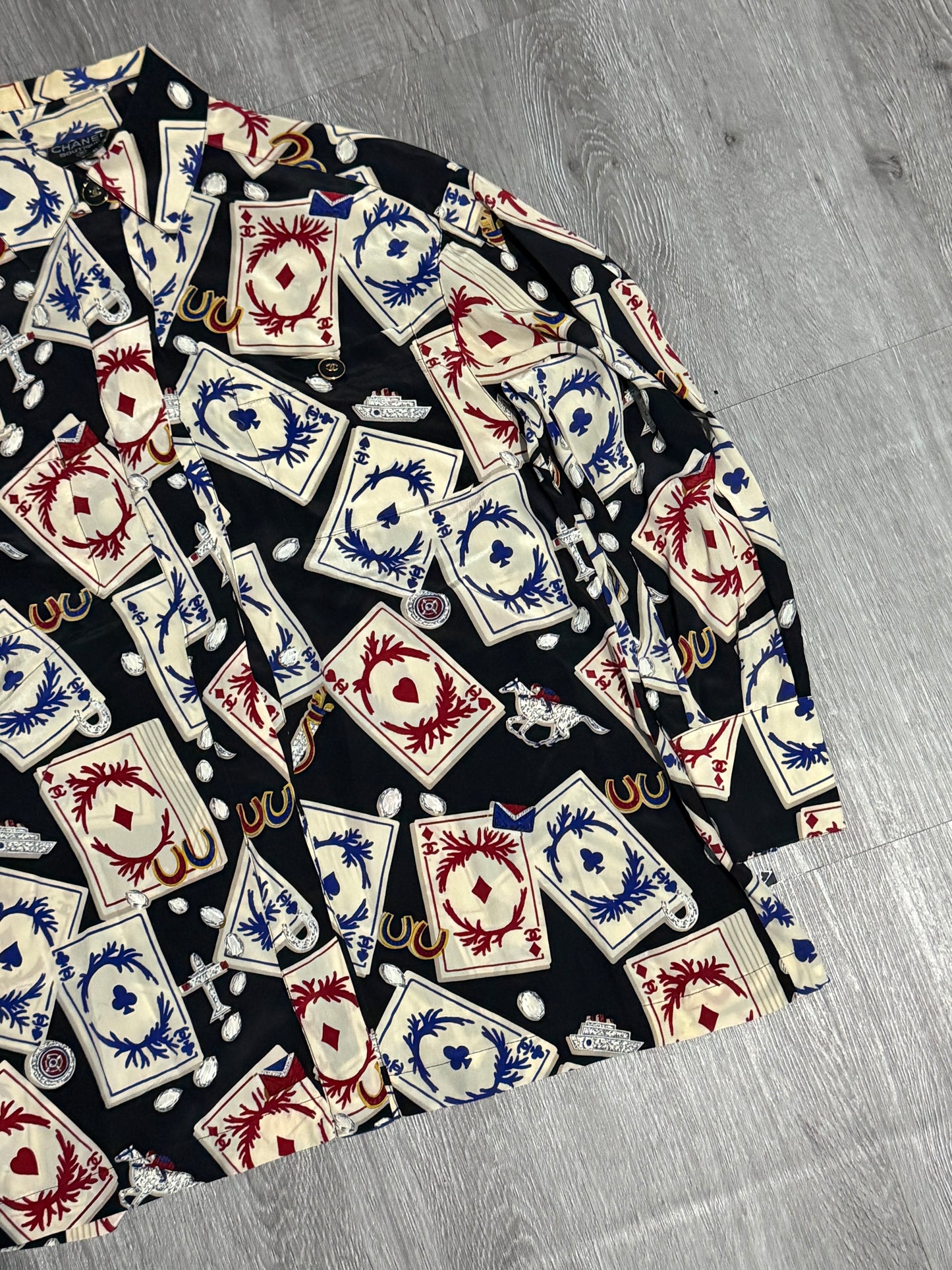 Chanel Card Print Silk Shirt