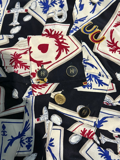 Chanel Card Print Silk Shirt