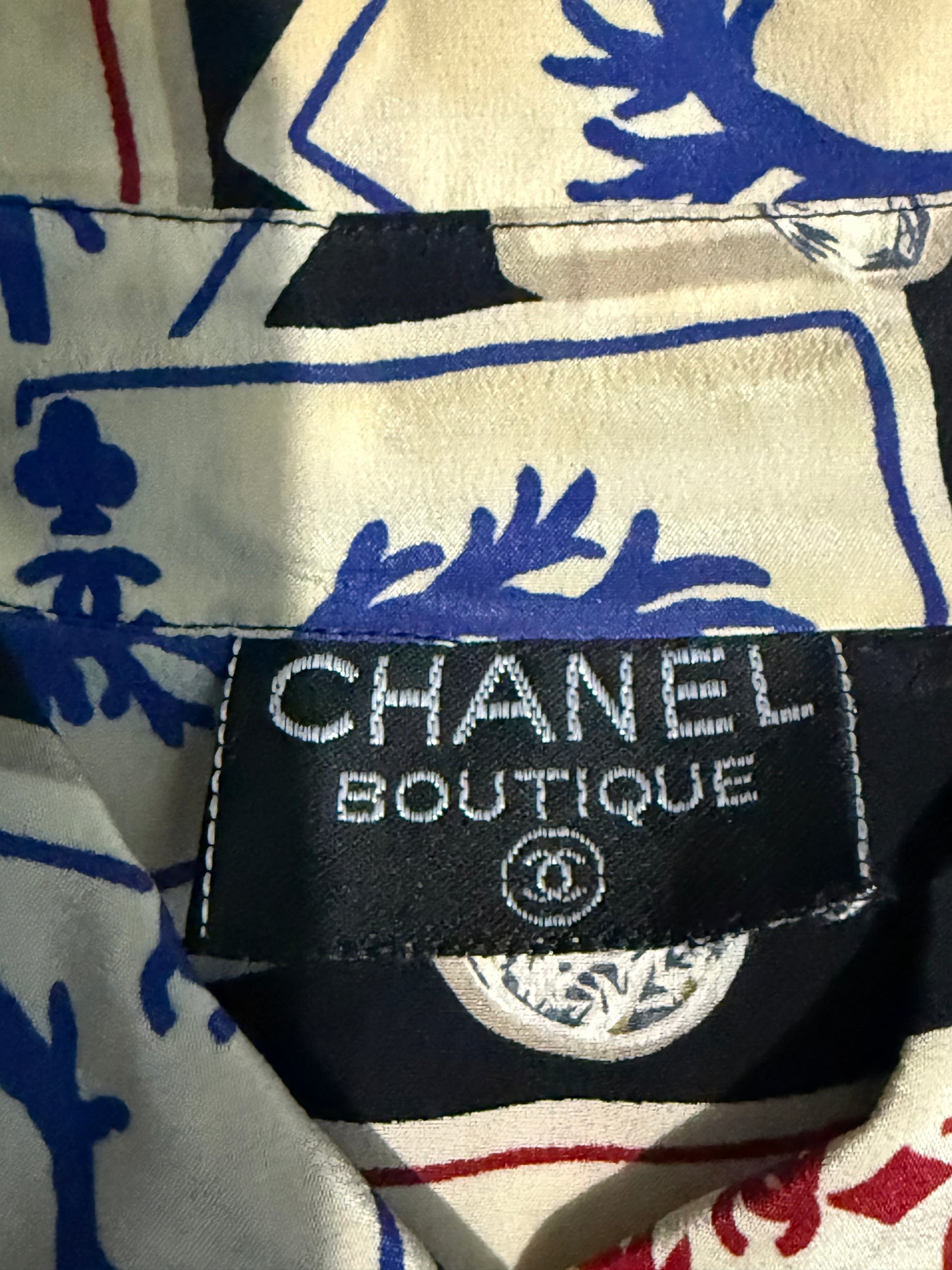 Chanel Card Print Silk Shirt