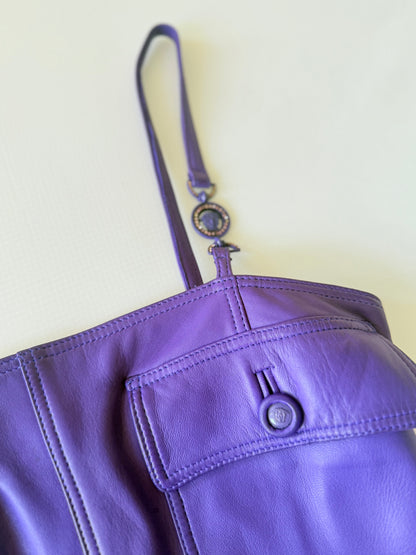 Gianni Versace 1996 F/W Purple Leather Belted Shift Dress