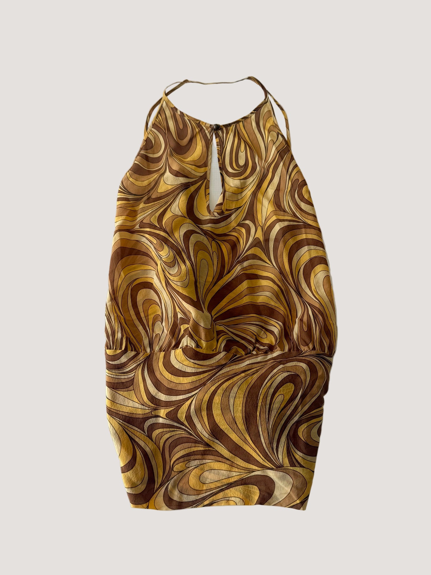 Celine Yellow Swirl Print Silk Blouse