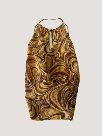 Celine Yellow Swirl Print Silk Blouse