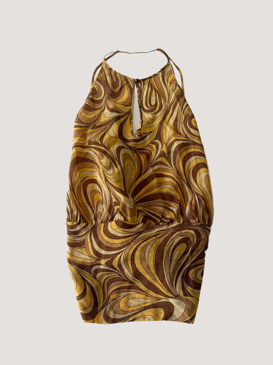 Celine Yellow Swirl Print Silk Blouse