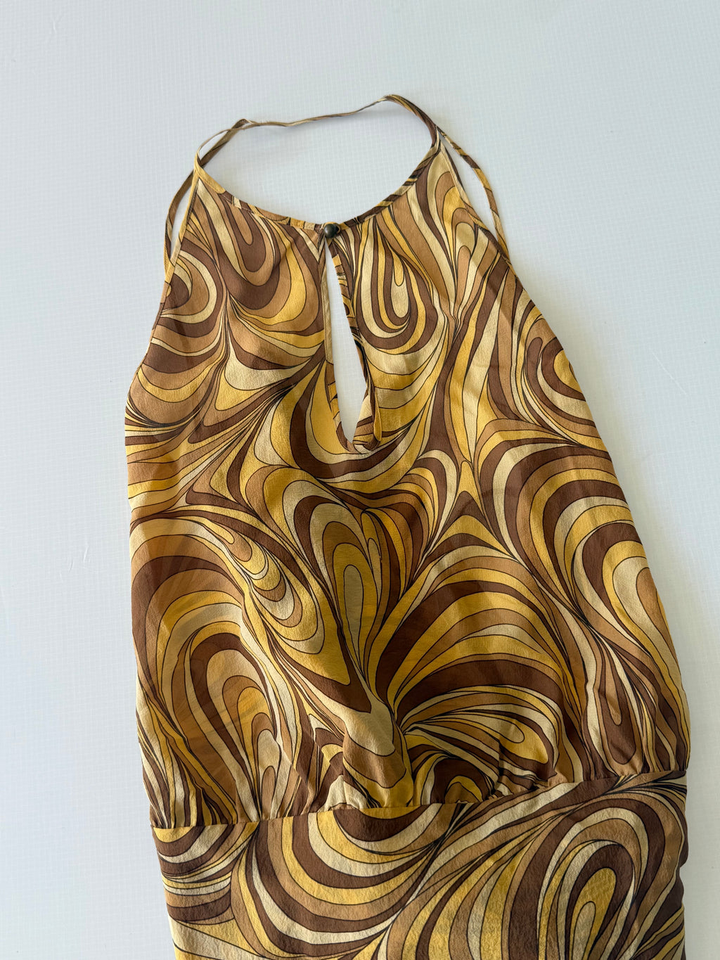 Celine Yellow Swirl Print Silk Blouse