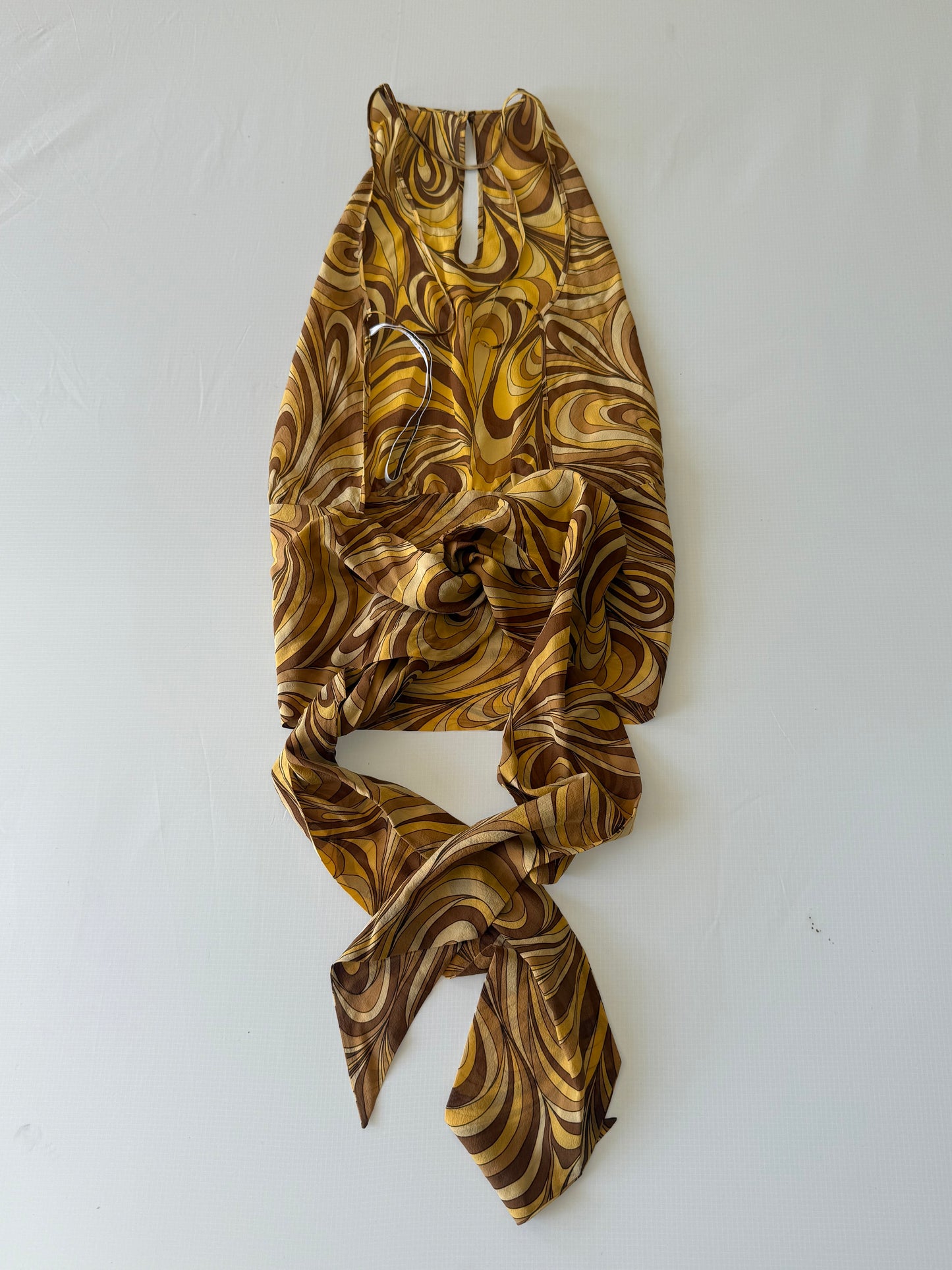 Celine Yellow Swirl Print Silk Blouse