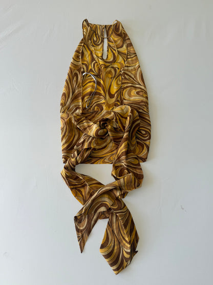Celine Yellow Swirl Print Silk Blouse