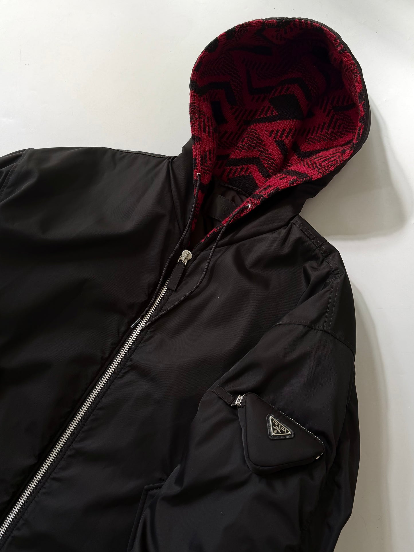 Prada F/W21 Runway by Raf Simons Re-Nylon Zip Hoodie Bomber