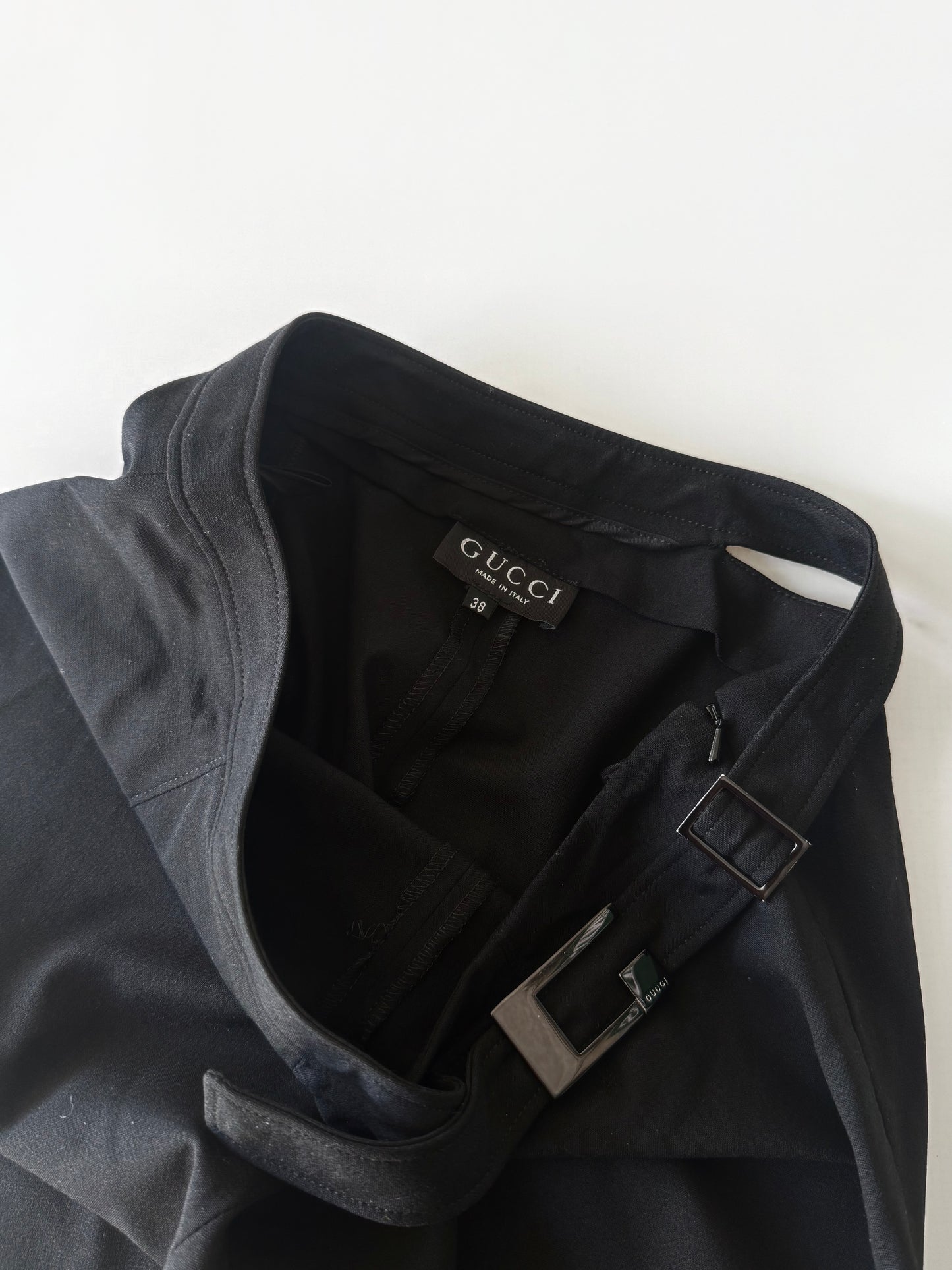 Gucci Black Wool Pants G Buckle Design