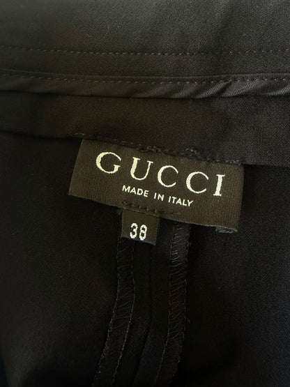 Gucci Black Wool Pants G Buckle Design