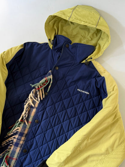 Balenciaga 2018 Pre-Fall Quilted Coat with Muffler Docking
