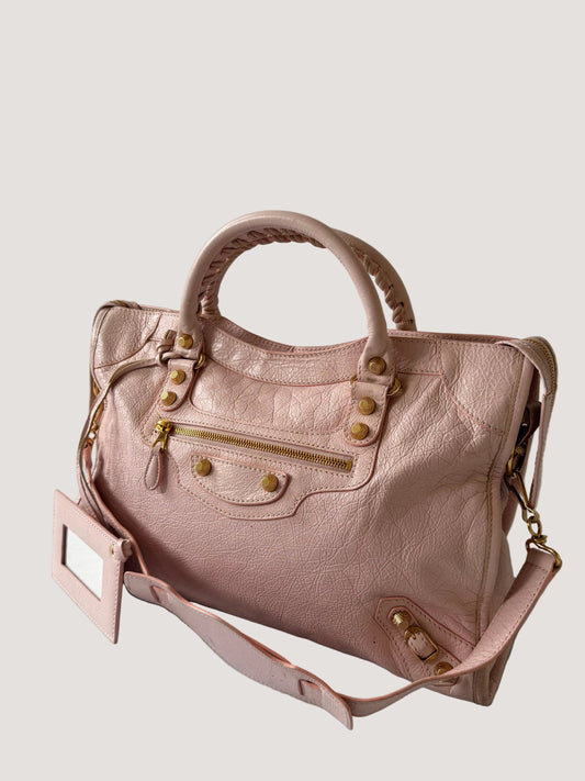 Balenciaga Light Pink Giant 12 Gold City Bag