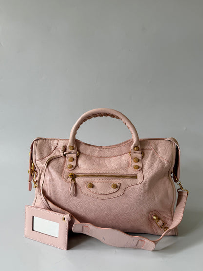 Balenciaga Light Pink Giant 12 Gold City Bag