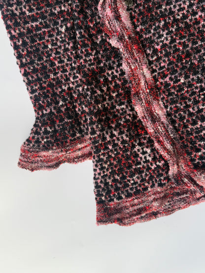 Chanel Boutique Burgundy Raffled Collar Cardigan