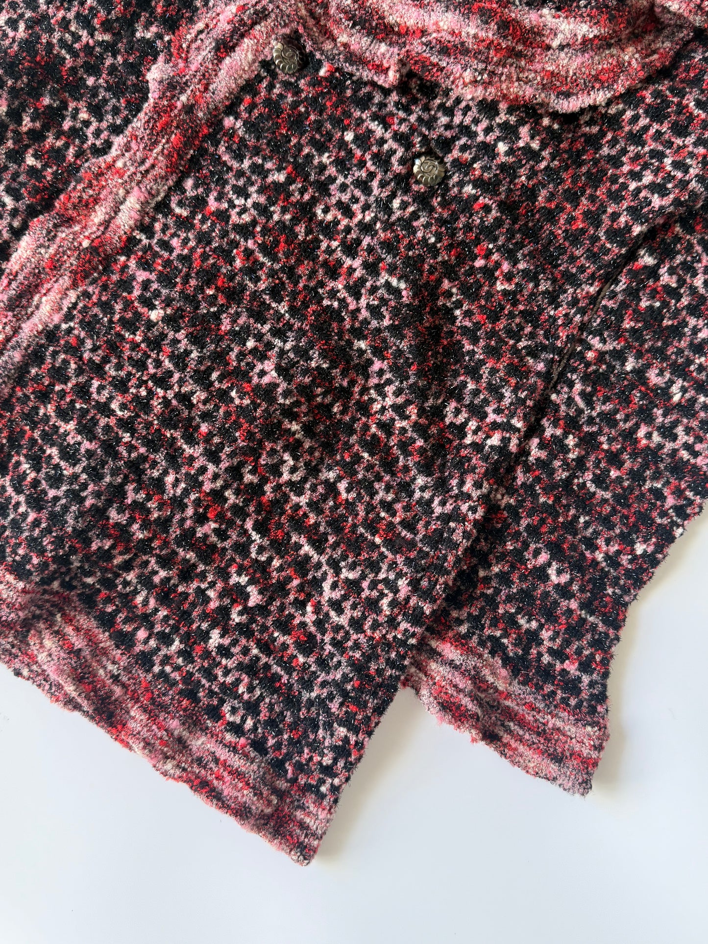 Chanel Boutique Burgundy Raffled Collar Cardigan