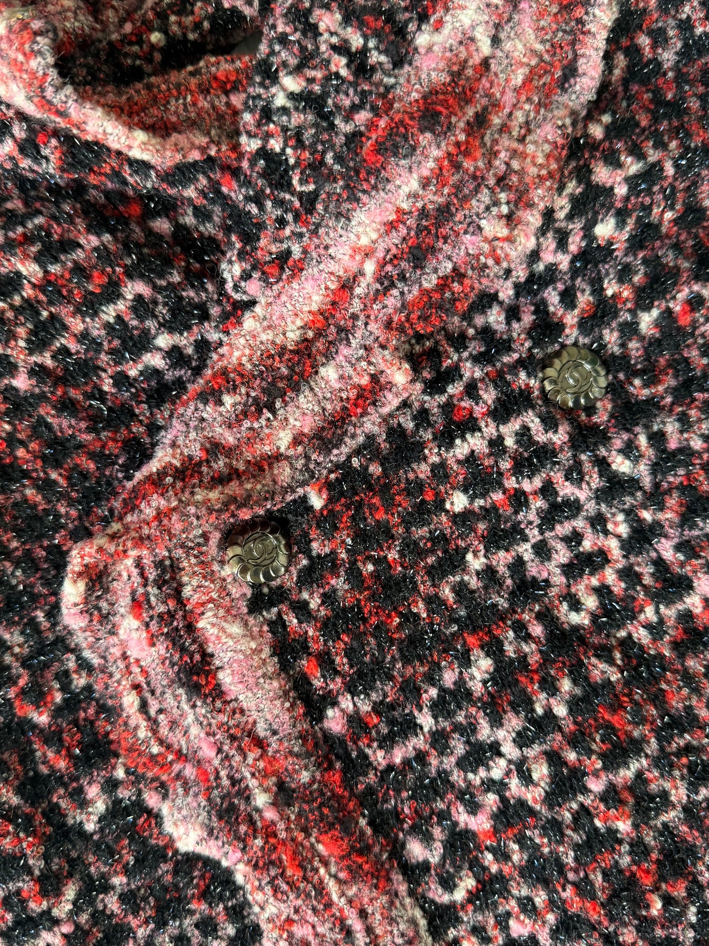 Chanel Boutique Burgundy Raffled Collar Cardigan