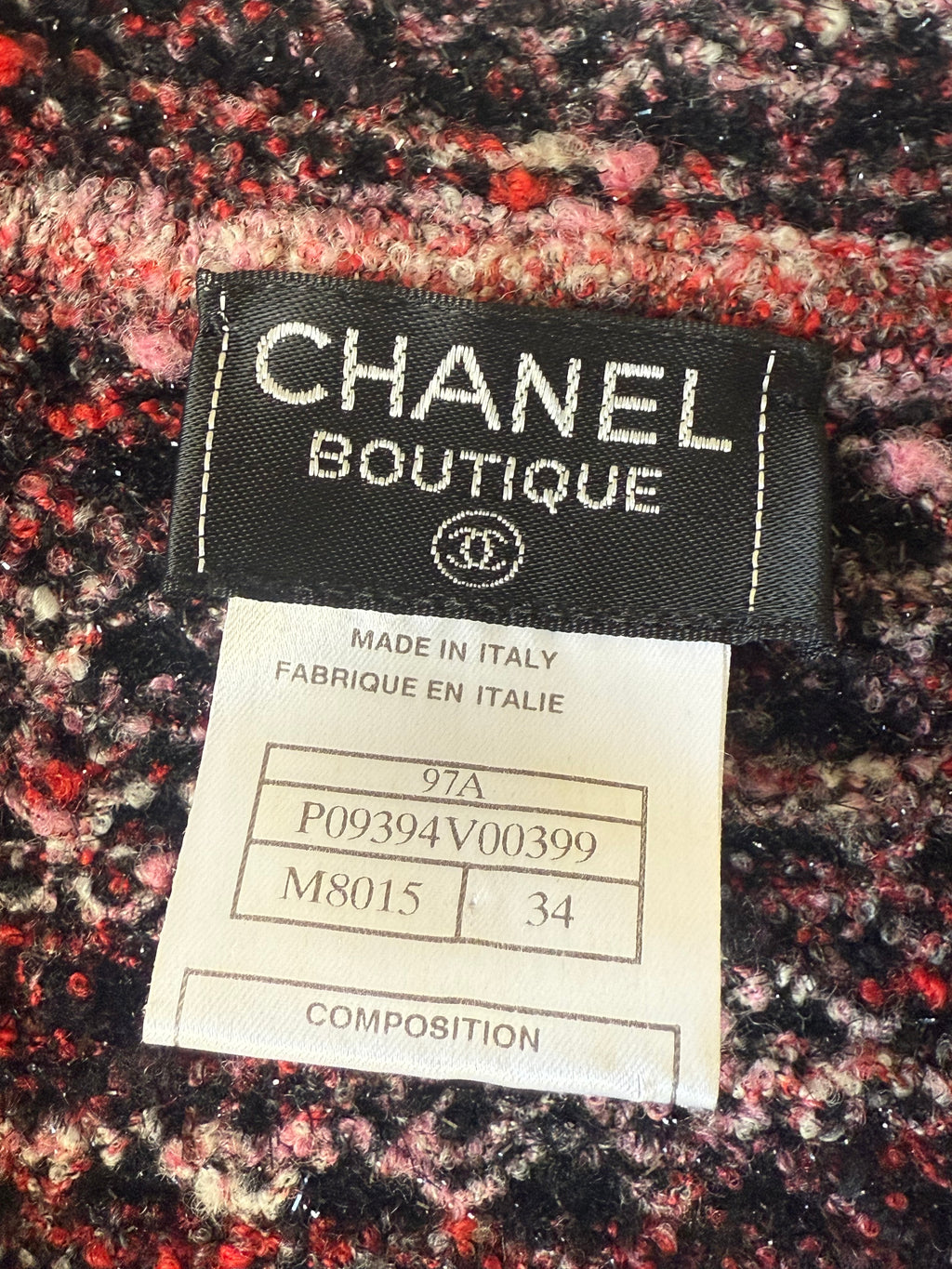 Chanel Boutique Burgundy Raffled Collar Cardigan