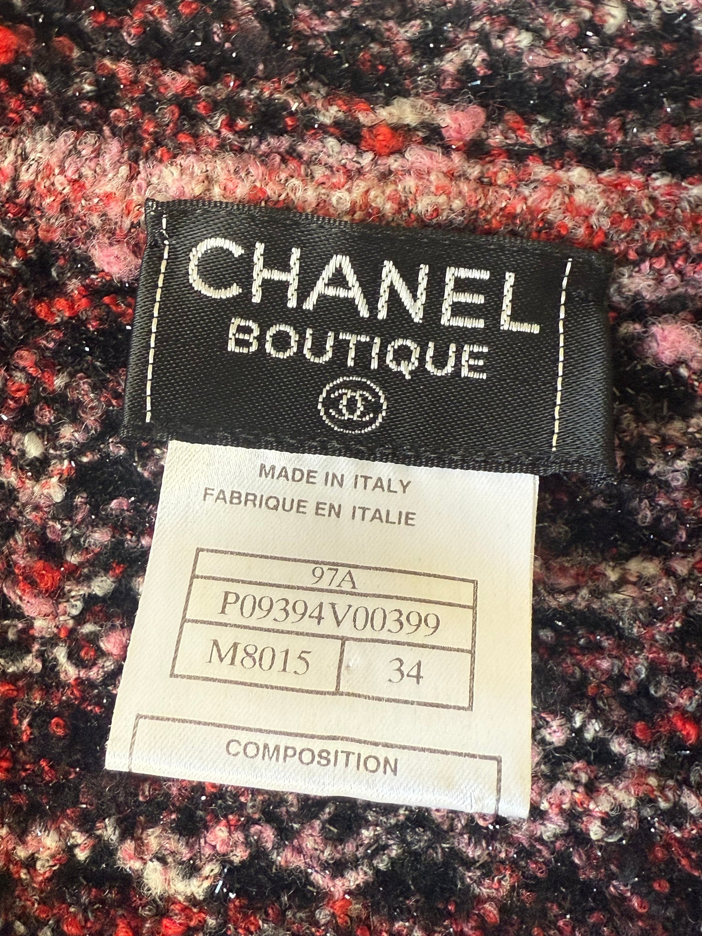Chanel Boutique Burgundy Raffled Collar Cardigan