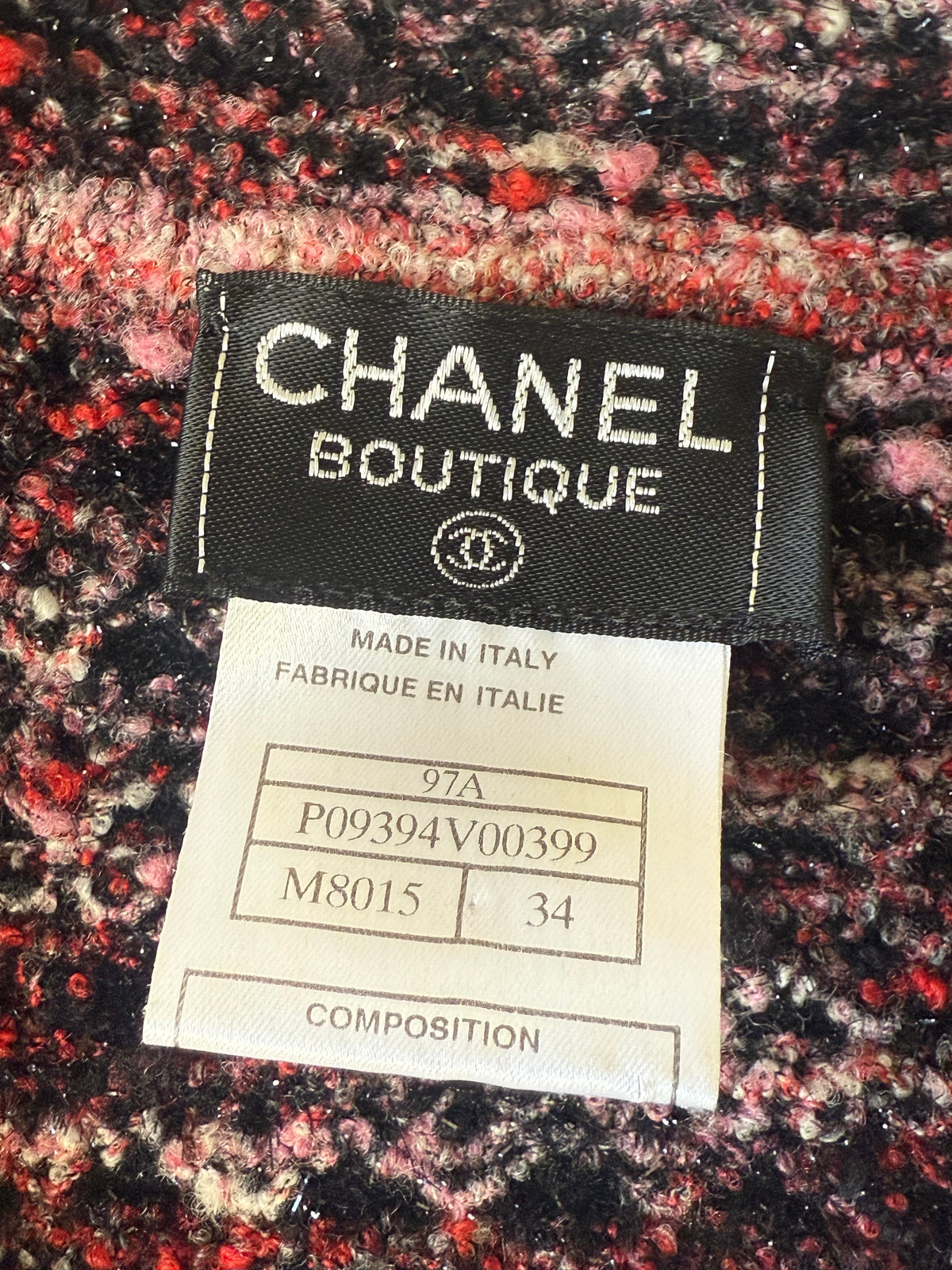 Chanel Boutique Burgundy Raffled Collar Cardigan