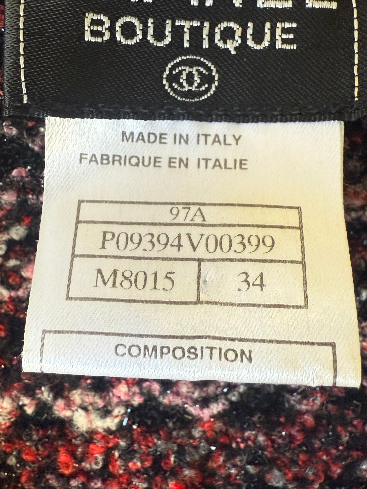 Chanel Boutique Burgundy Raffled Collar Cardigan