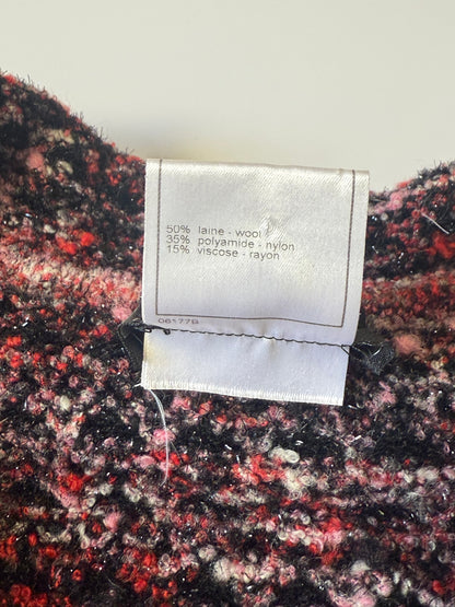 Chanel Boutique Burgundy Raffled Collar Cardigan