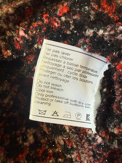 Chanel Boutique Burgundy Raffled Collar Cardigan