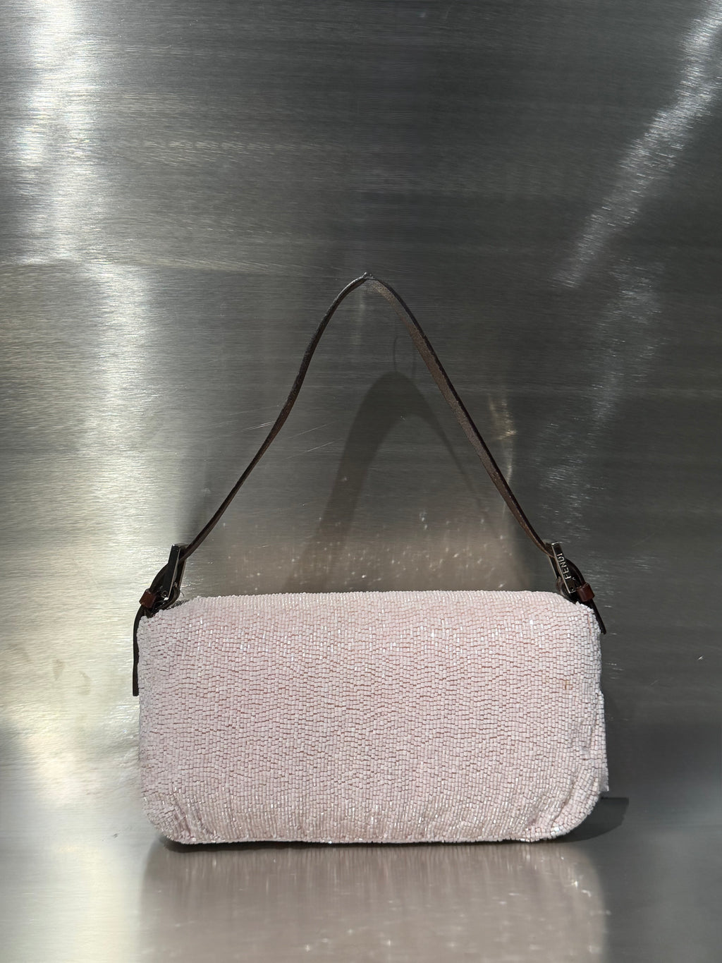 Fendi Pink Beaded Baguette Bag