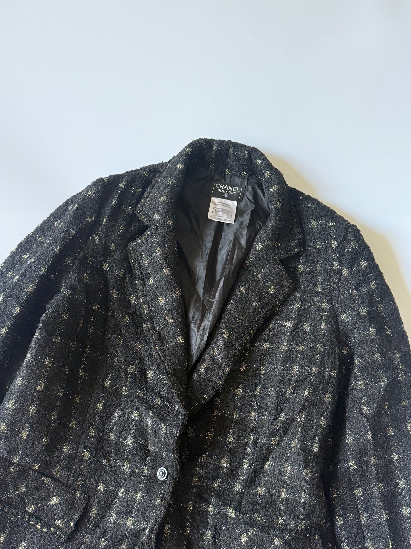 Chanel Boutique Black Tweed Blazer