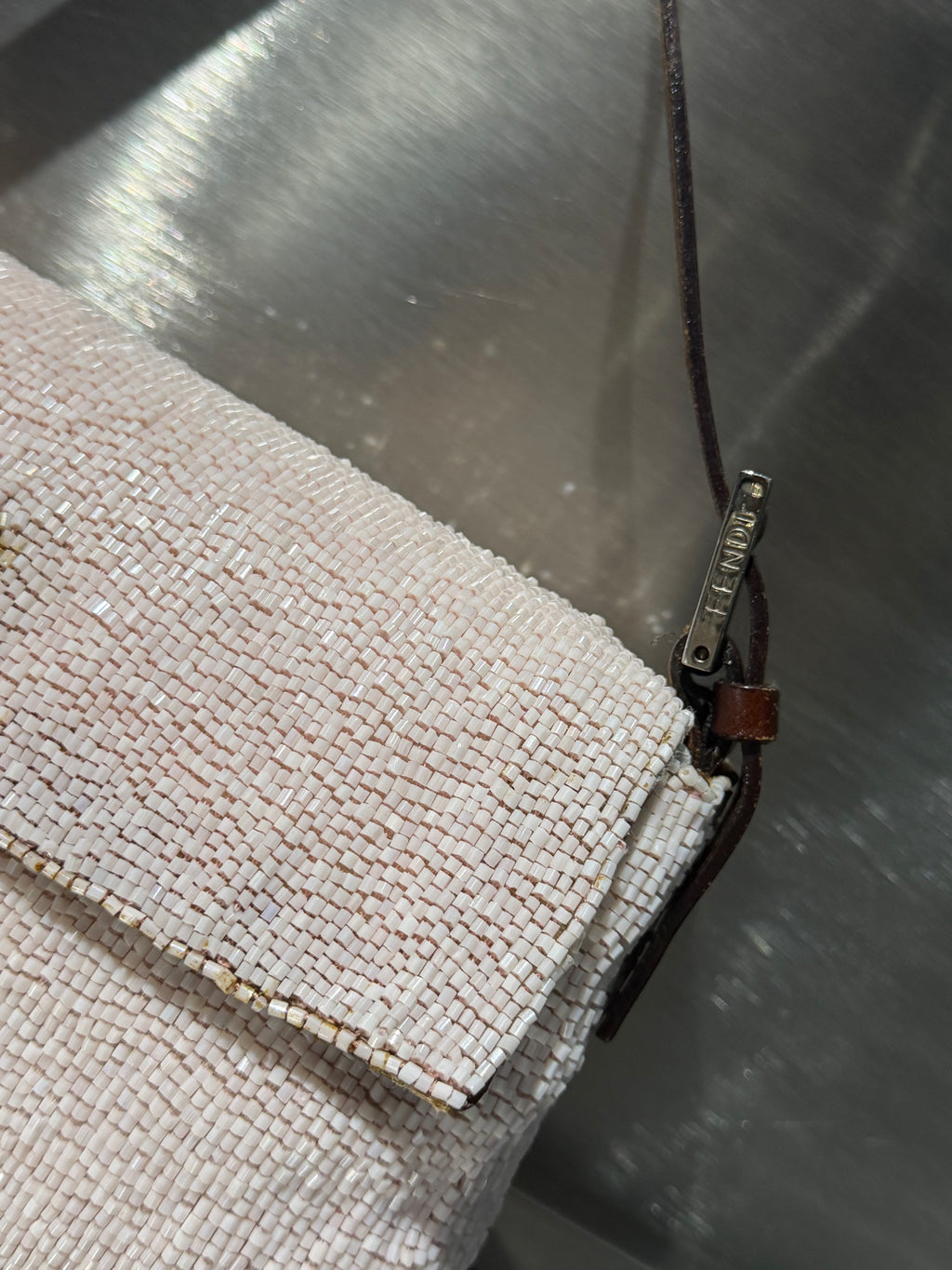 Fendi Pink Beaded Baguette Bag