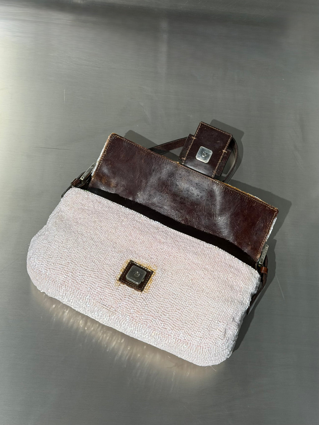 Fendi Pink Beaded Baguette Bag