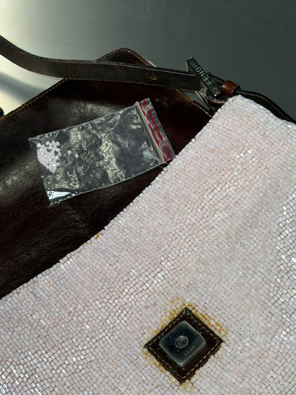 Fendi Pink Beaded Baguette Bag