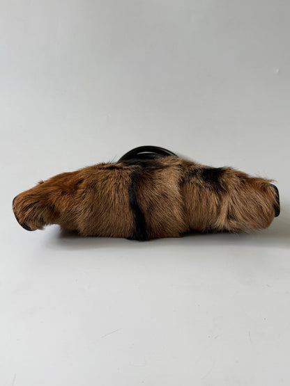 Fendi 2003 Brown Fox Fur Small Devil Trapezio Tote Bag