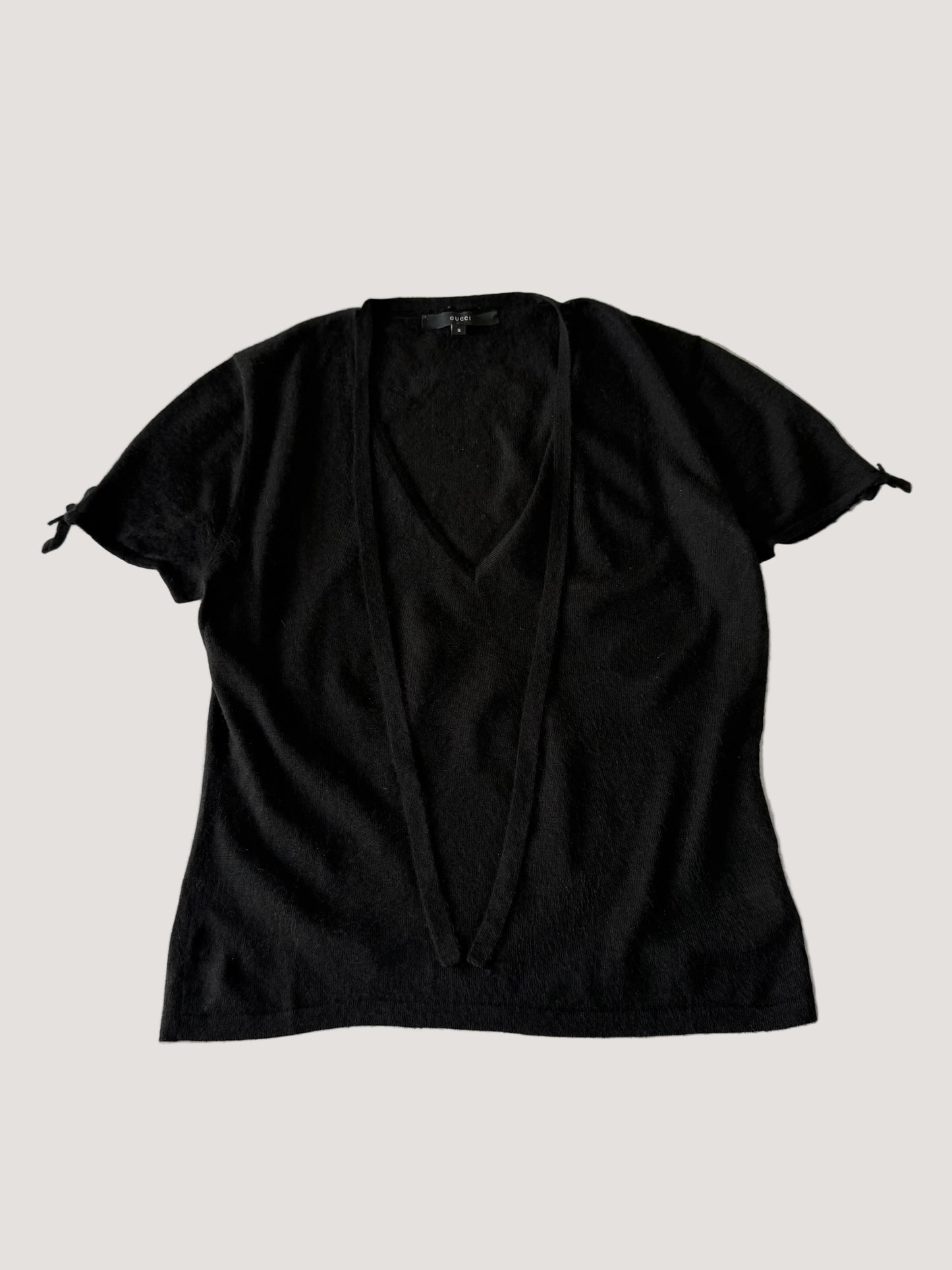 Gucci by Tom Ford V-Neck Cashmere Summer Knit with Ribbon