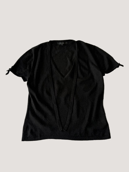 Gucci by Tom Ford V-Neck Cashmere Summer Knit with Ribbon