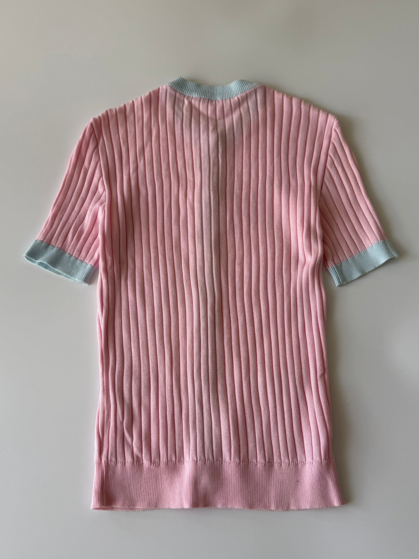 Chanel Boutique Pink Ribbed Cardigan