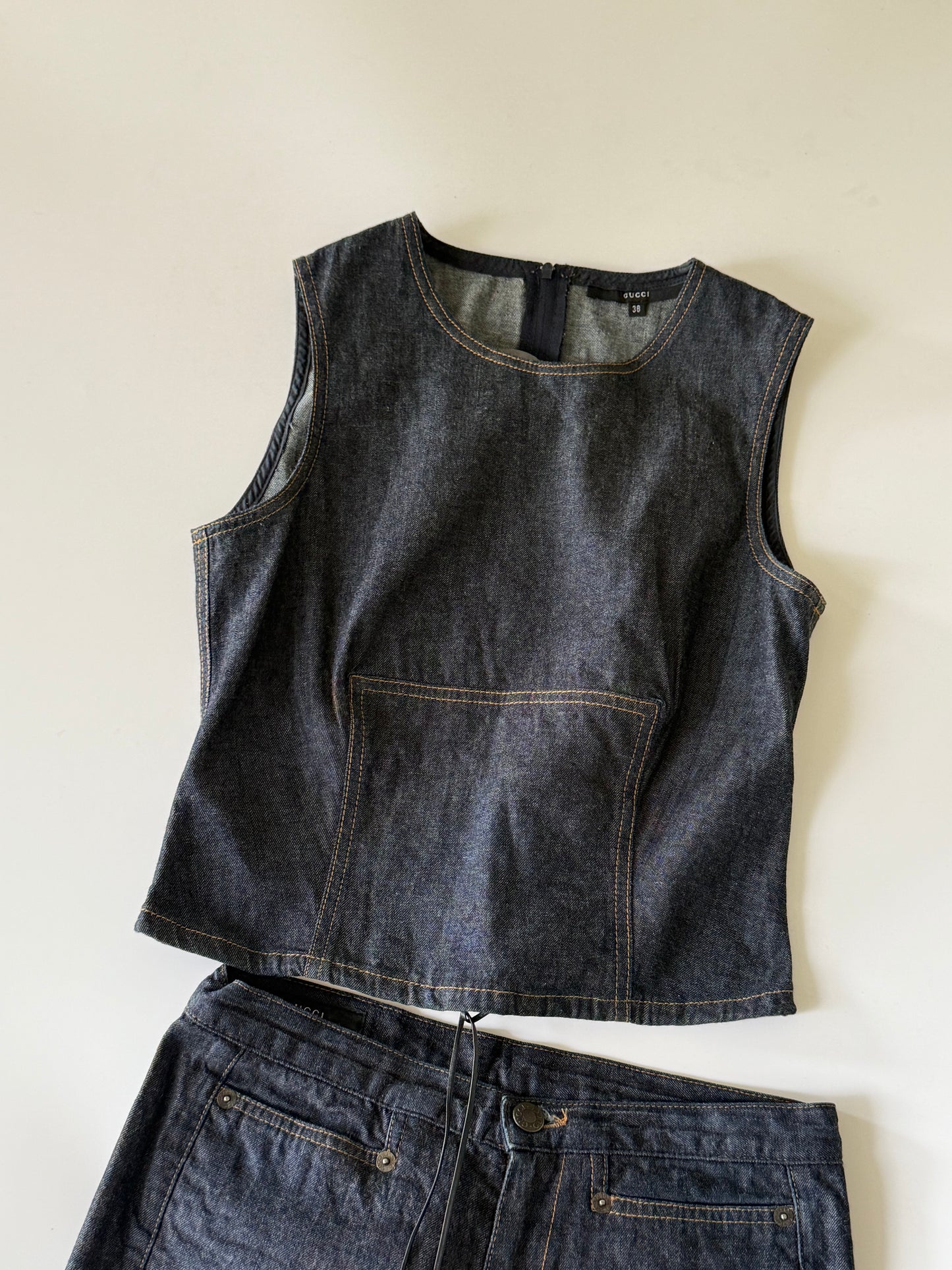 Gucci by Tom Ford S/S2000 Denim Sleeveless Tank Top & Pants