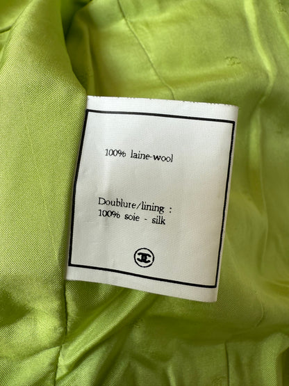 Chanel Boutique 1995 Lime Green Wool Tweed Blazer