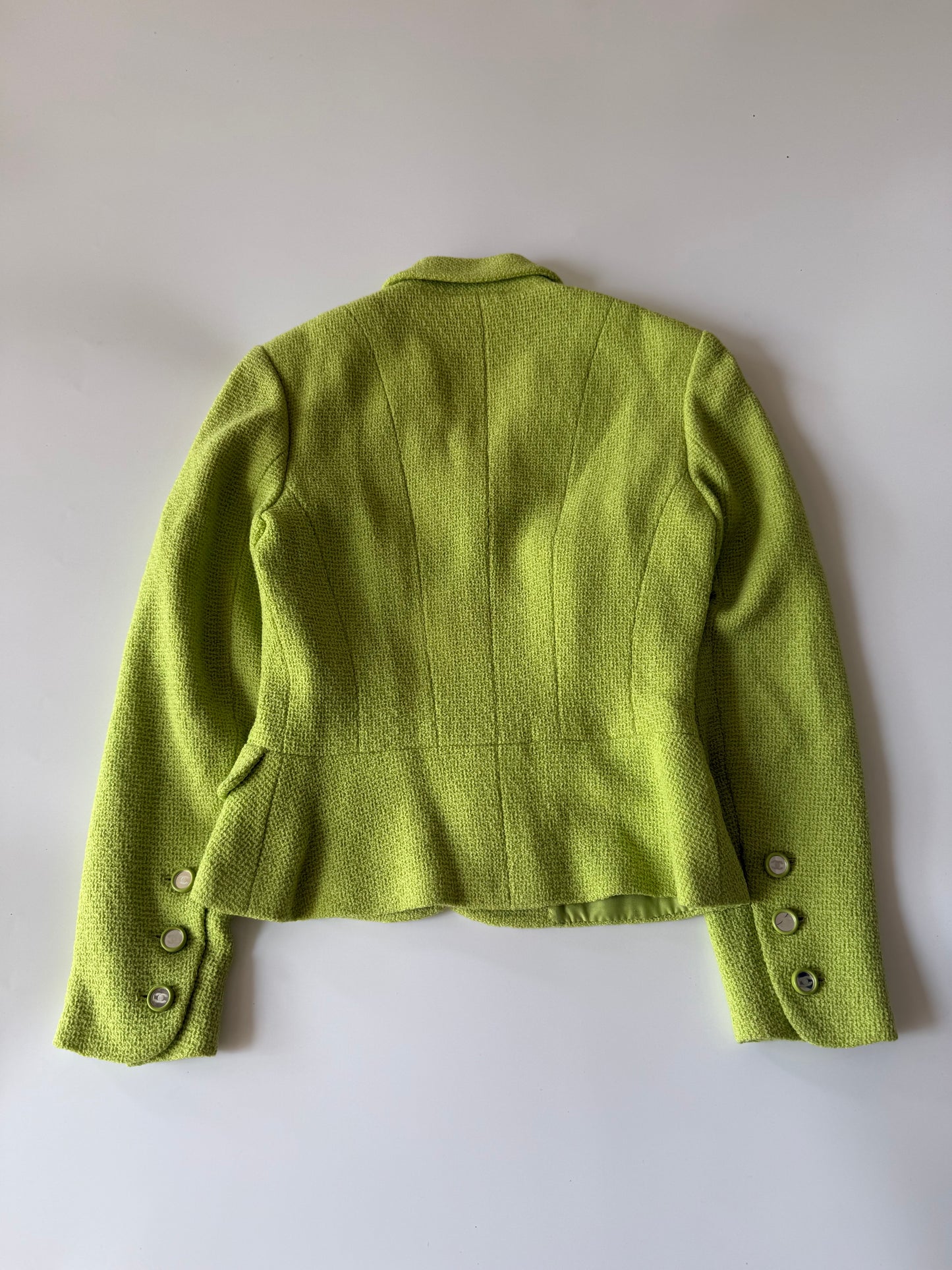Chanel Boutique 1995 Lime Green Wool Tweed Blazer