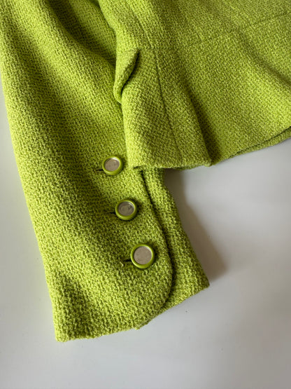 Chanel Boutique 1995 Lime Green Wool Tweed Blazer