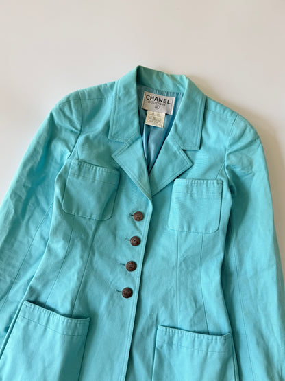 Chanel Boutique Vintage Tirquoise Cotton Blazer