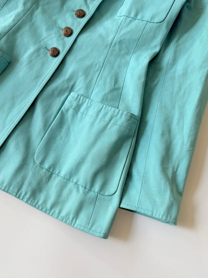 Chanel Boutique Vintage Tirquoise Cotton Blazer