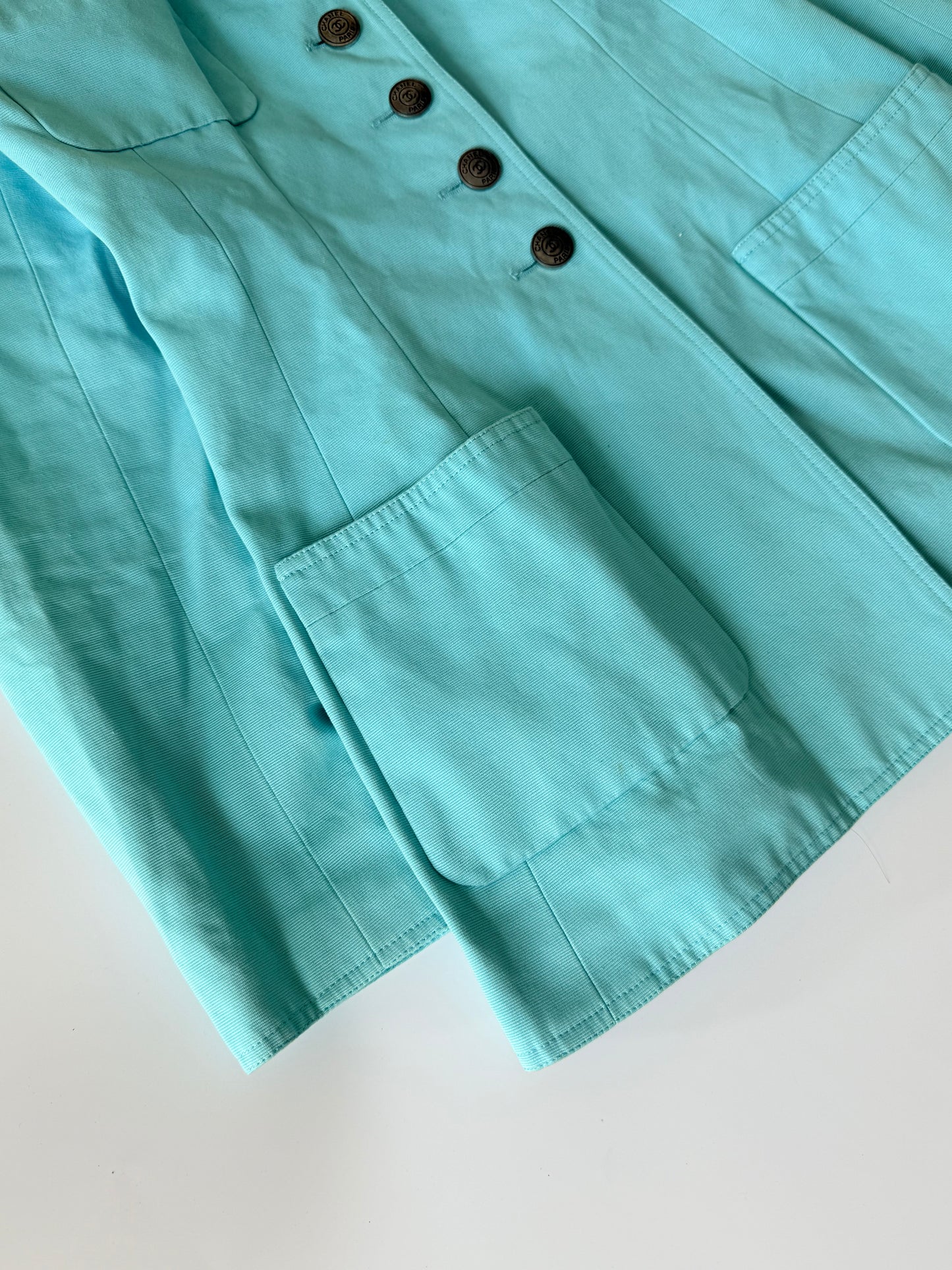 Chanel Boutique Vintage Tirquoise Cotton Blazer