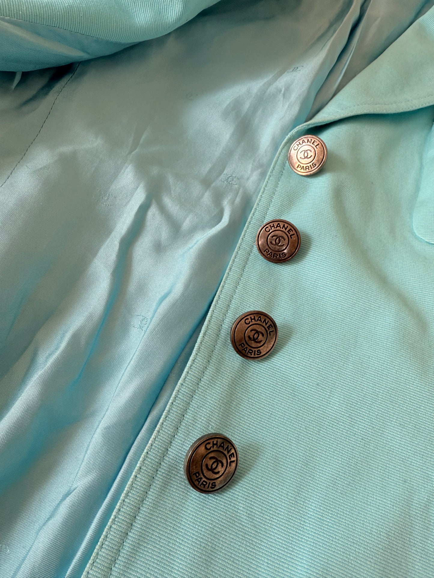 Chanel Boutique Vintage Tirquoise Cotton Blazer