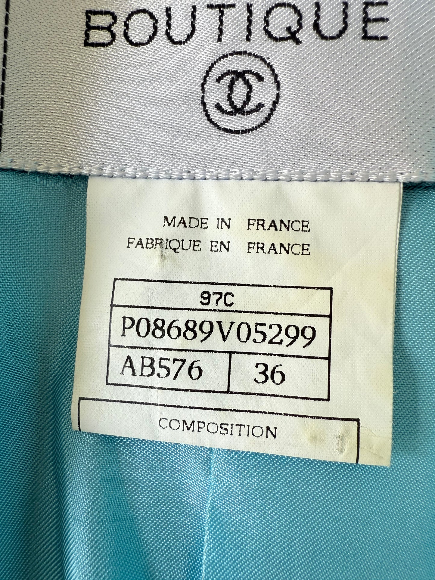 Chanel Boutique Vintage Tirquoise Cotton Blazer