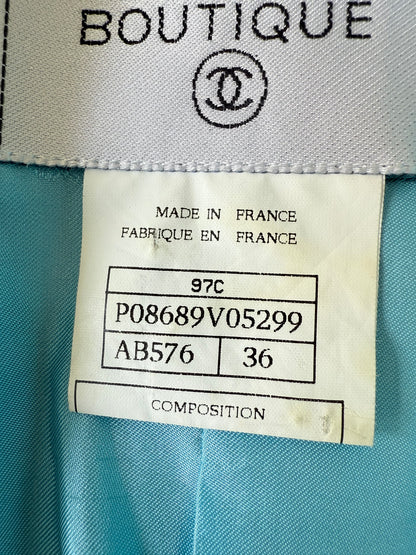 Chanel Boutique Vintage Tirquoise Cotton Blazer
