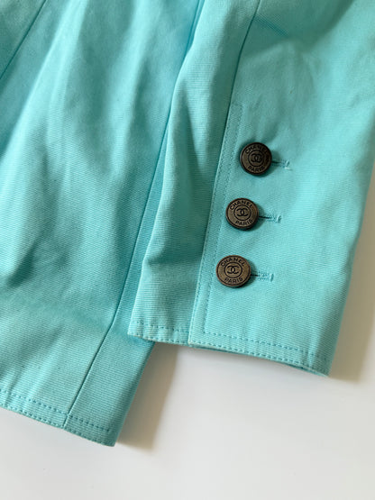 Chanel Boutique Vintage Tirquoise Cotton Blazer