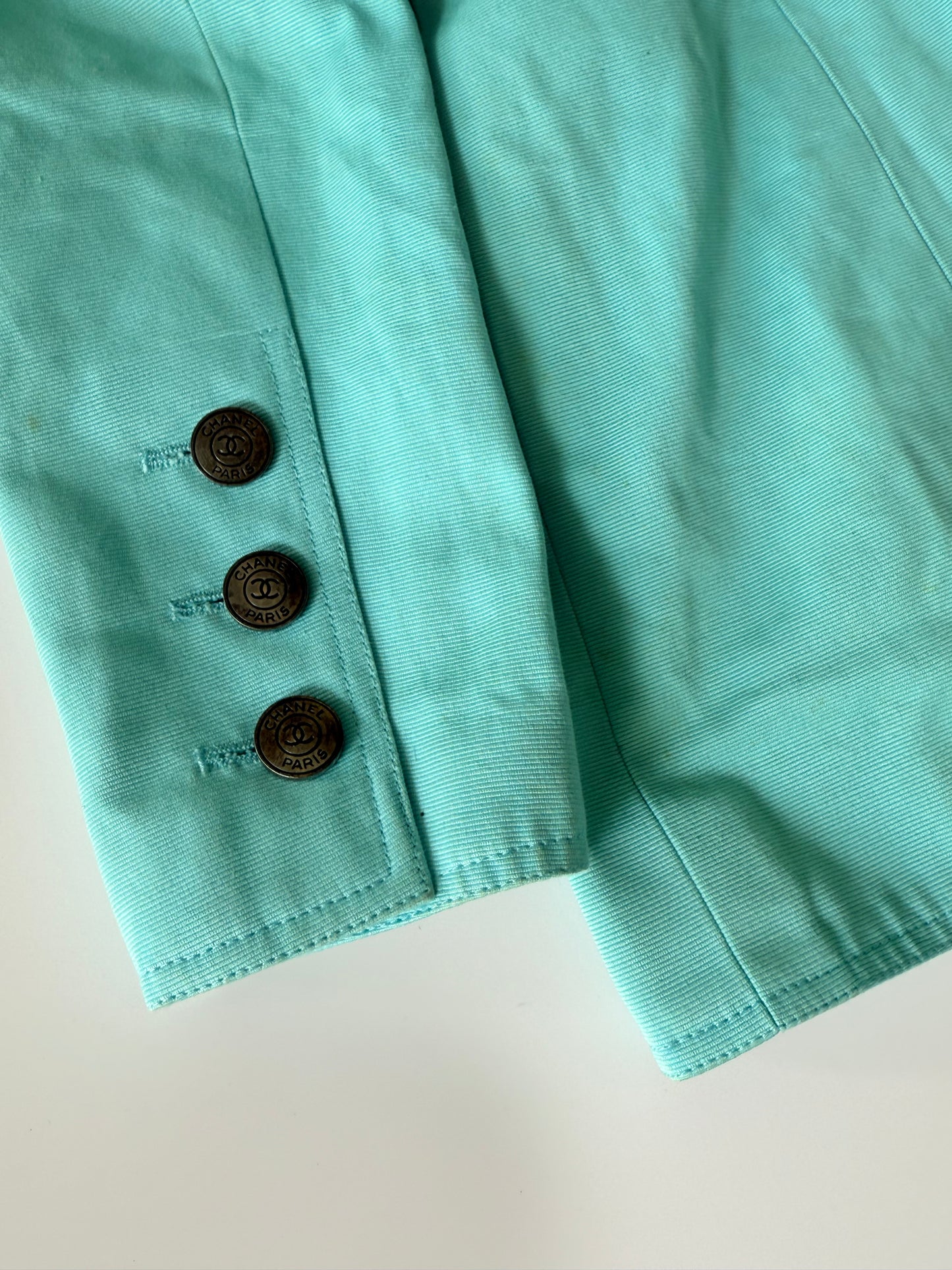 Chanel Boutique Vintage Tirquoise Cotton Blazer