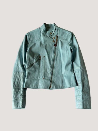 Christian Dior John Galliano S/S 2004 Turquoise Biker Jacket